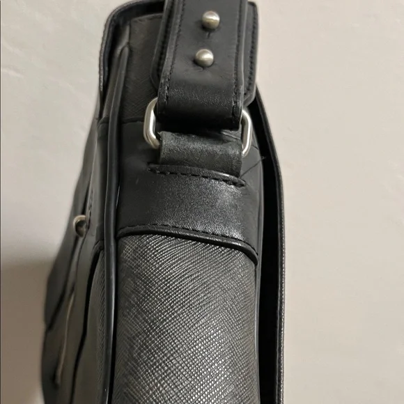 Dunhill Men's Coated Canvas Messenger Bag with Leather Trim - Picture 5 of 12